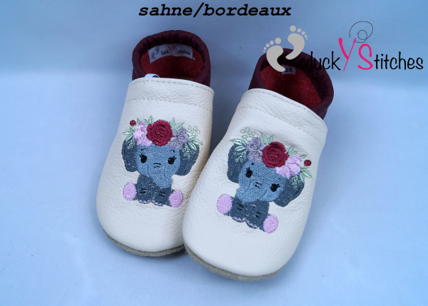 Lederpuschen Elefant mit Blumenschmuck